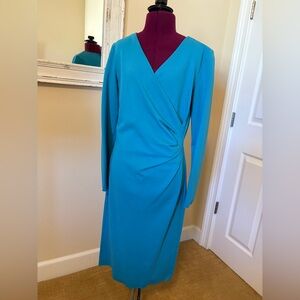 Emporio Armani Turquoise Blue Wrap Dress sz 44 EUC